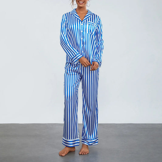 Damska piżama w pionowe paski