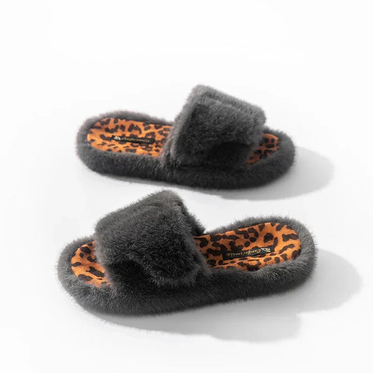 Damskie kapcie z futerkiem