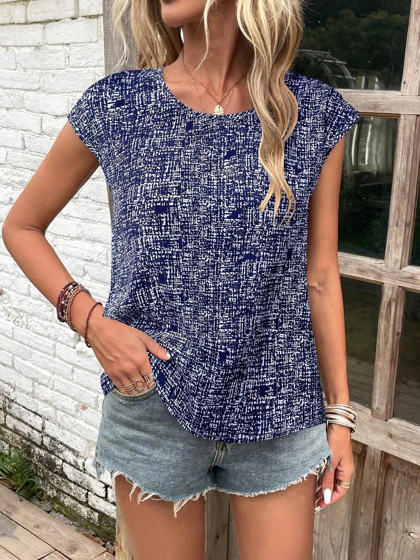 Elegancka damska bluzka z krótkim rękawkiem