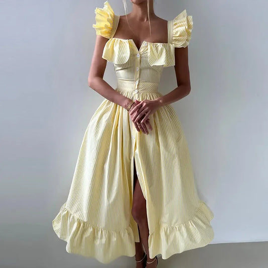 Elegancka koszulowa sukienka maxi