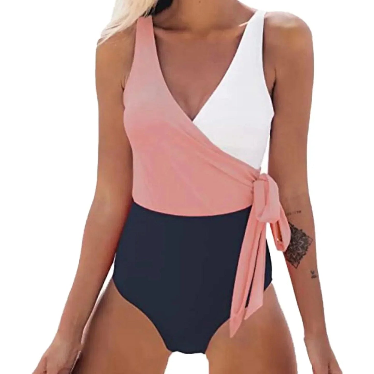 Jednoczęściowy strój kąpielowy z wiązaniem na boku