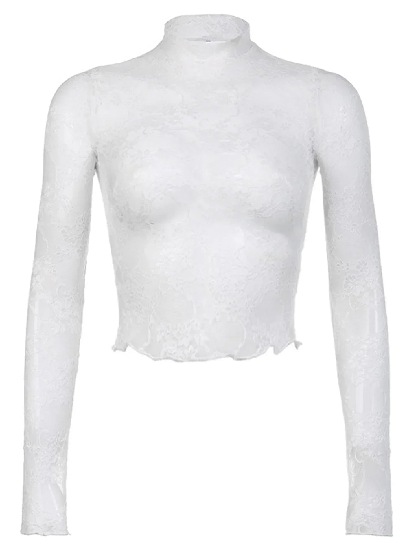 Koronkowa bluzka z długim rękawem
