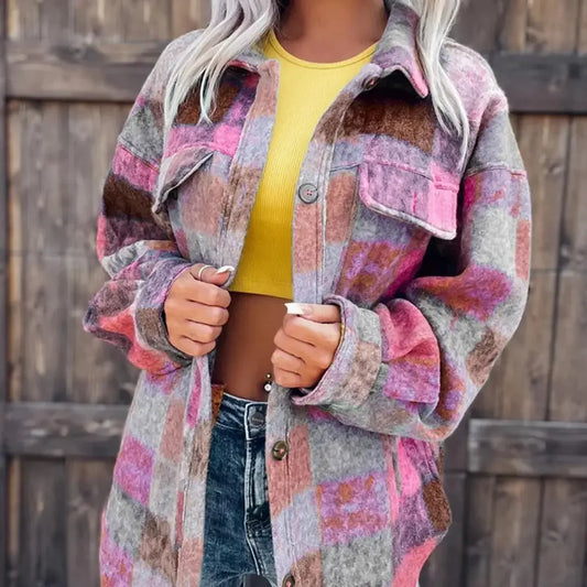 Kurtka damska koszulowa w kratę