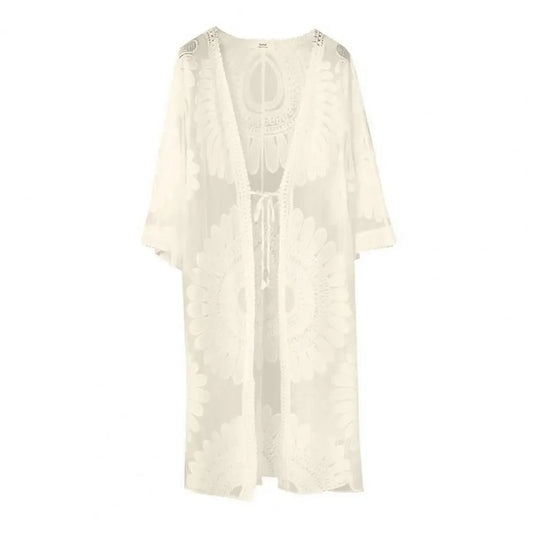 Prześwitująca sukienka plażowa z haftami