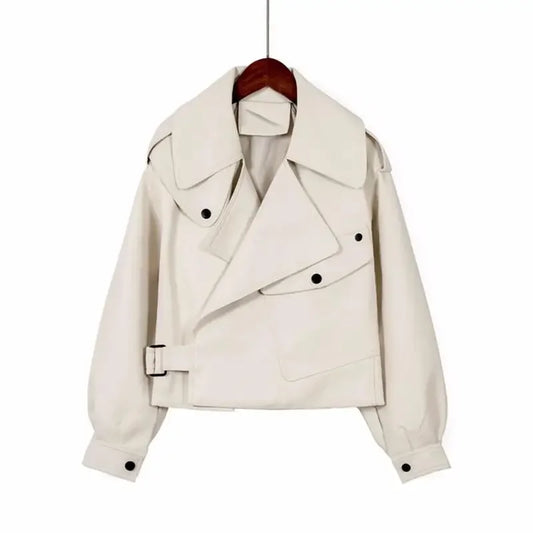 Skórzana kurtka damska z kieszonką po boku