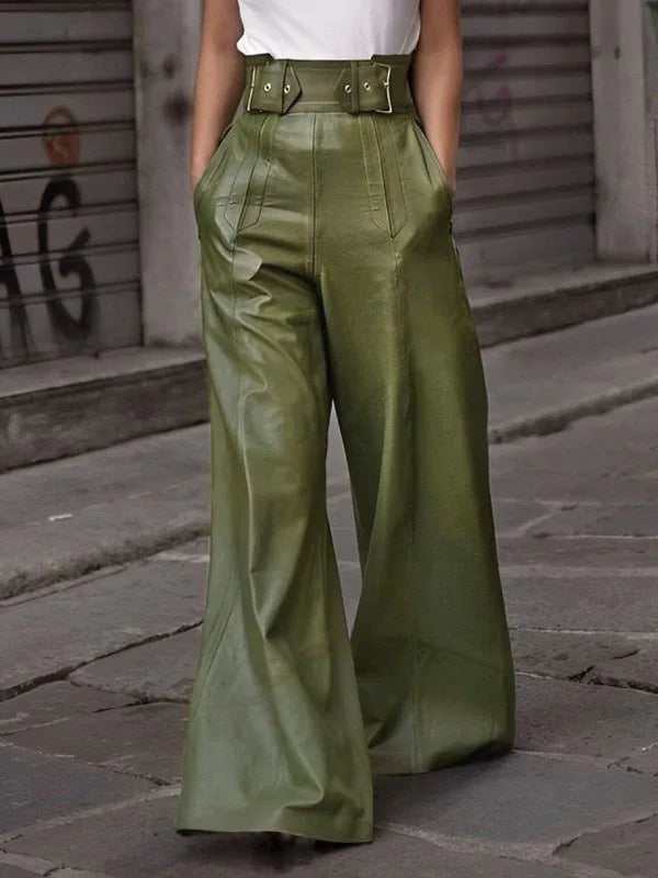 Skórzane spodnie w stylu oversize - Zolaro.pl