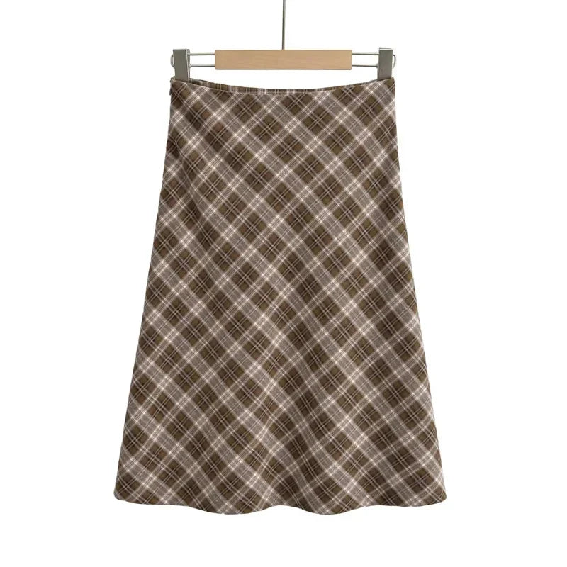 Spódnica midi w kratę