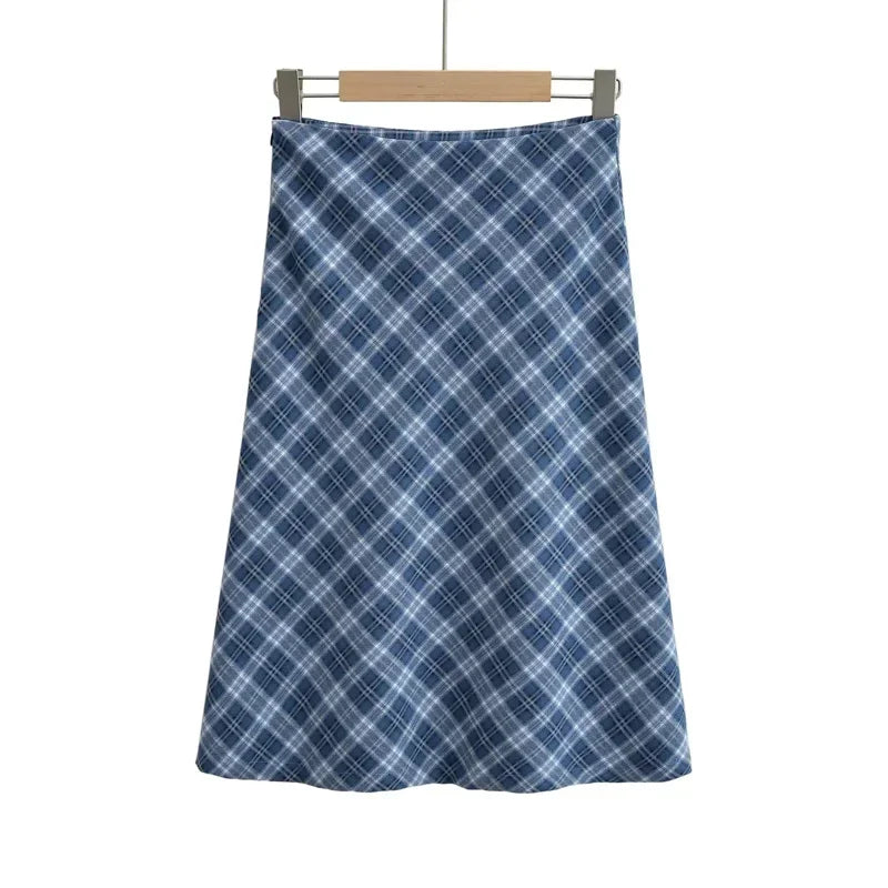 Spódnica midi w kratę