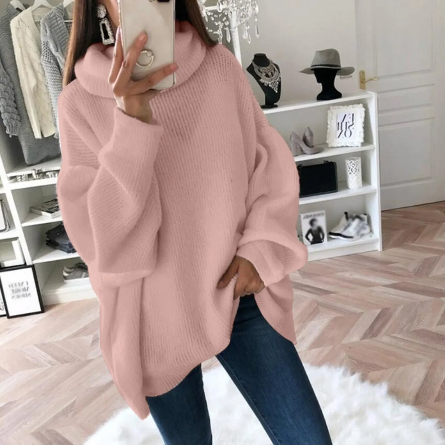 Sweter damski oversize z golfem - Zolaro.pl