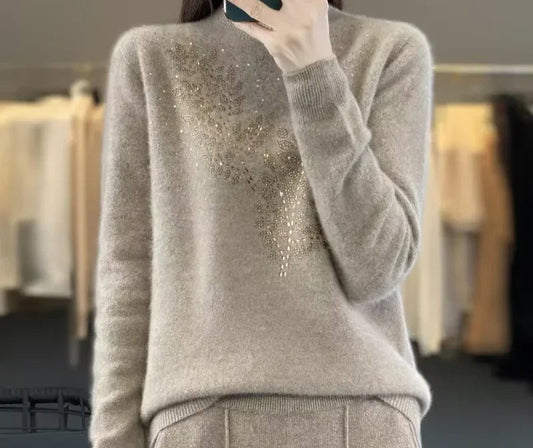 Sweter damski z ozdobnymi cekinami