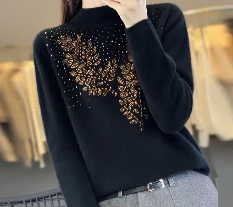 Sweter damski z ozdobnymi cekinami