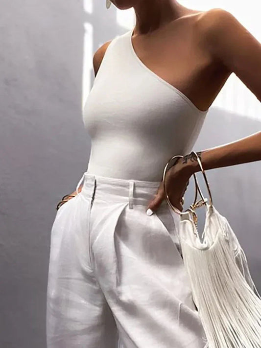 Top damski na jedno ramię