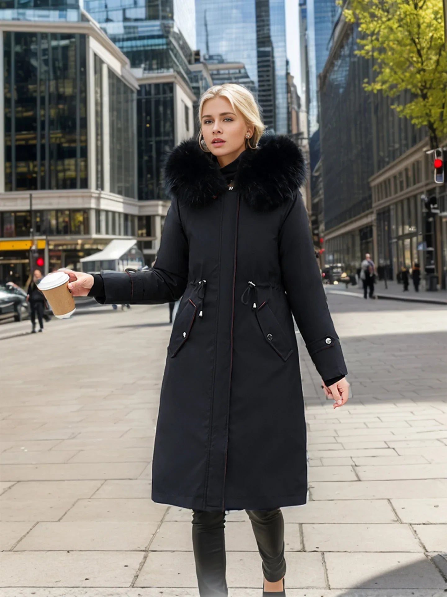 Zimowa kurtka damska z futerkiem