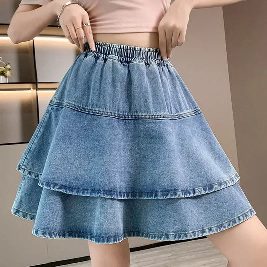 Zwiewna spódnica midi denim