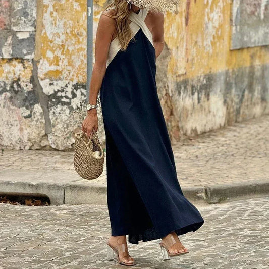 Zwiewna sukienka z dekoltem halter