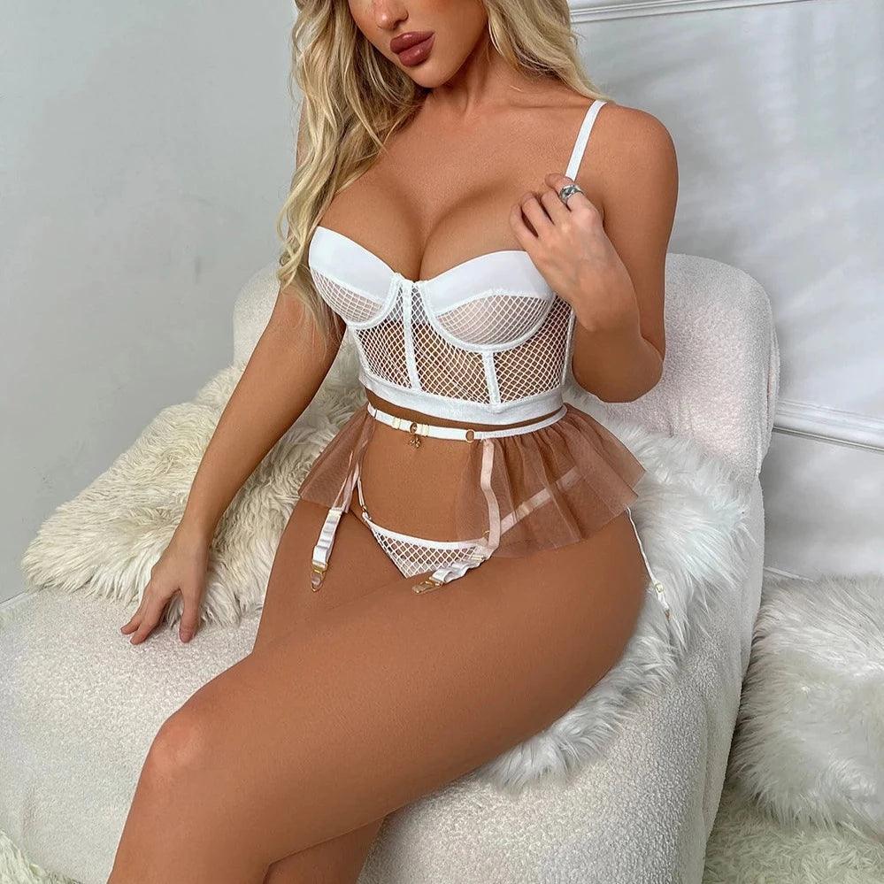 3-częściowy komplet bielizny bralette z falbanką - Zolaro.pl