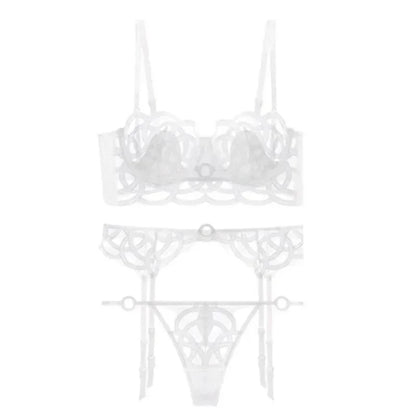 3-częściowy komplet bielizny z prześwitującymi wstawkami