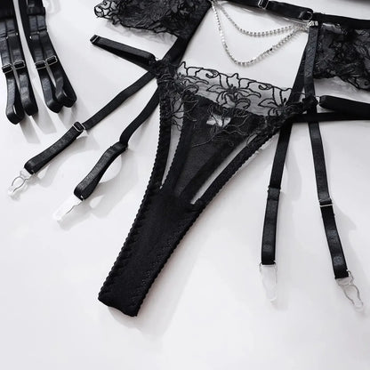 4-częściowy komplet bielizny z łańcuszkiem