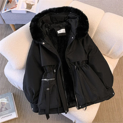 Damska ocieplana parka z kapturem