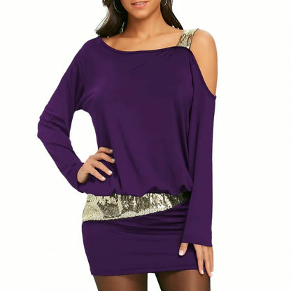 Asymetryczna sukienka zdobiona cekinami