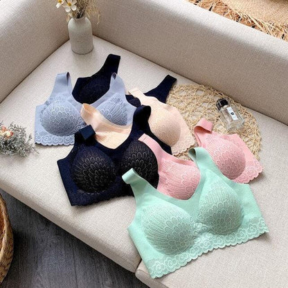 Bezszwowy biustonosz z ozdobnym tłoczeniem