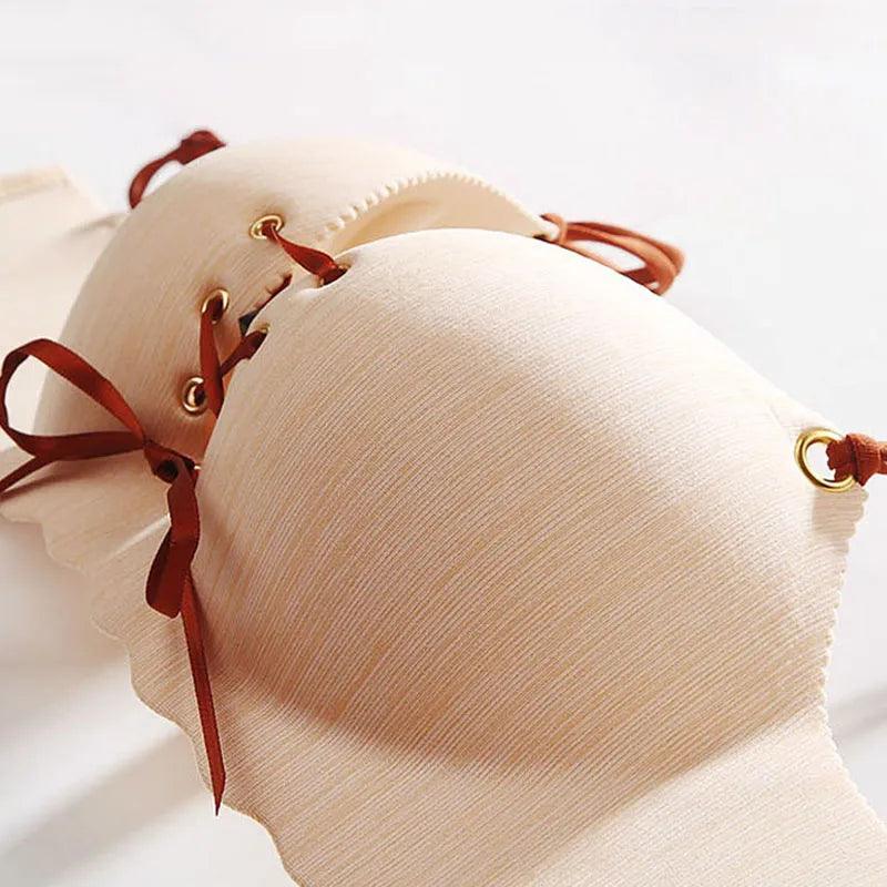 Biustonosz bardotka z ozdobnym wiązaniem