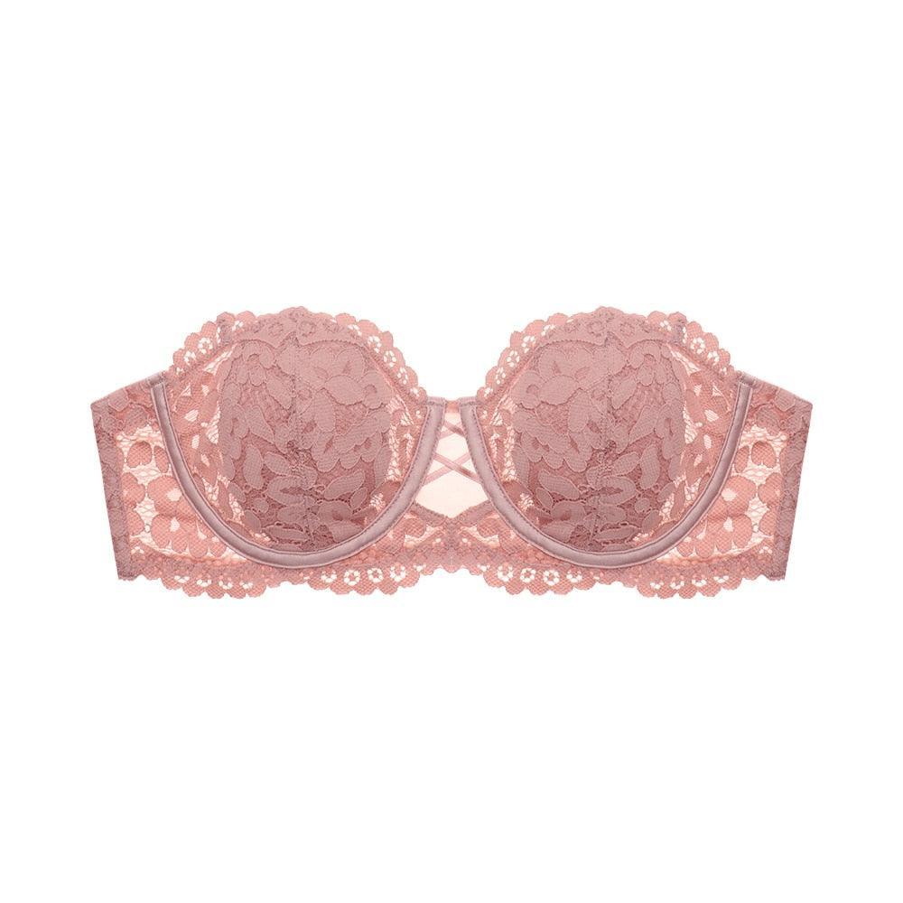 Biustonosz bez ramiączek z elegancką koronką