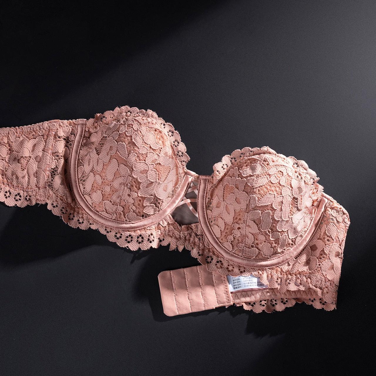 Biustonosz bez ramiączek z elegancką koronką