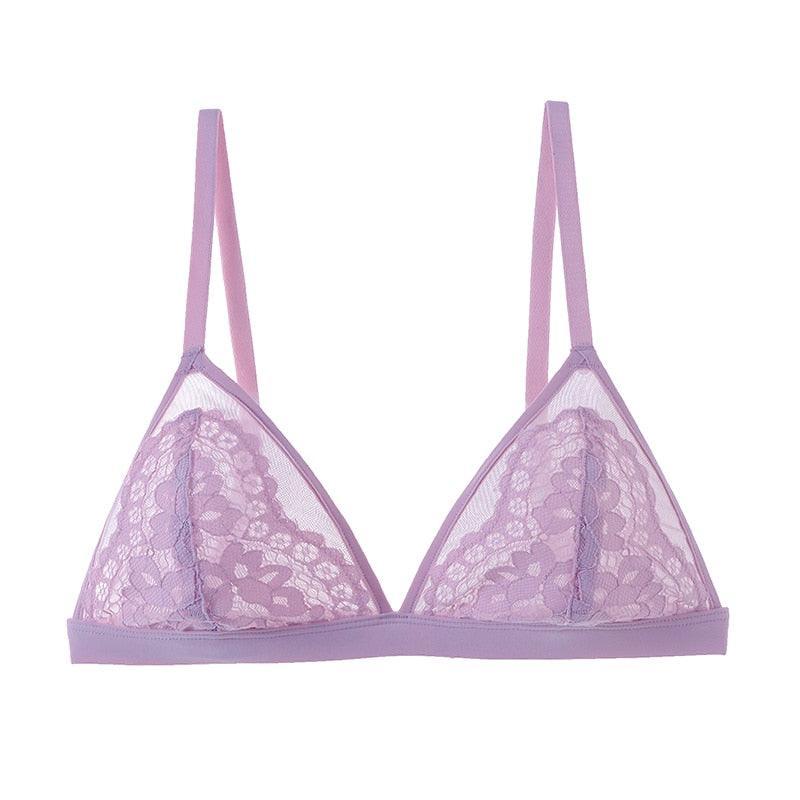 Biustonosz koronkowy z trójkątnymi miseczkami