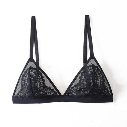 Biustonosz koronkowy z trójkątnymi miseczkami