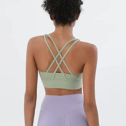 Biustonosz sportowy ze skrzyżowanymi ramiączkami