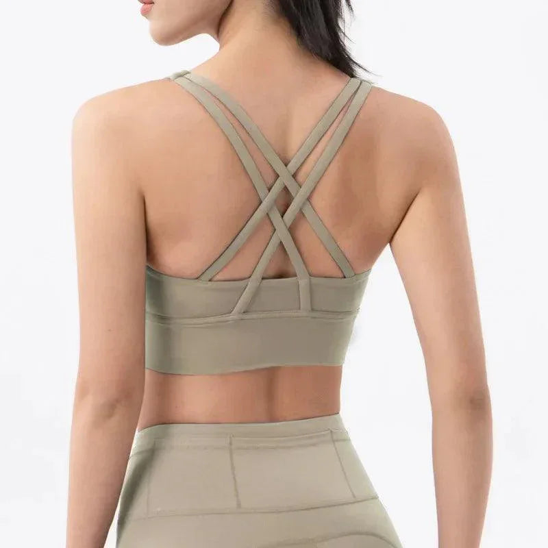 Biustonosz sportowy ze skrzyżowanymi ramiączkami