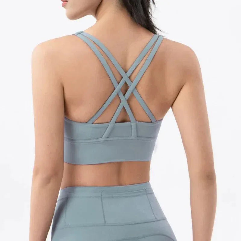 Biustonosz sportowy ze skrzyżowanymi ramiączkami