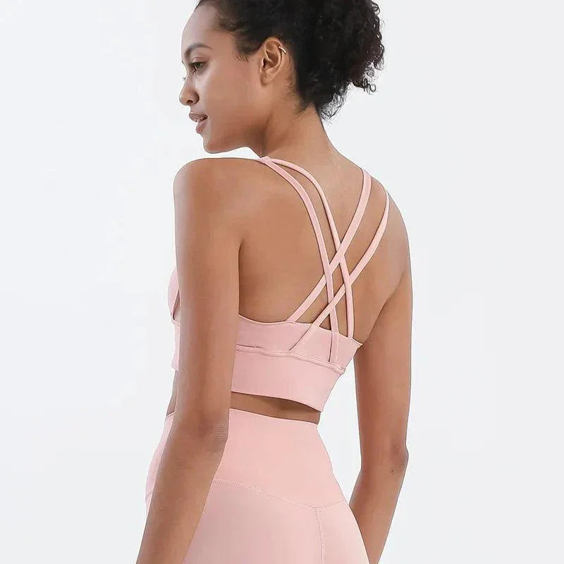 Biustonosz sportowy ze skrzyżowanymi ramiączkami