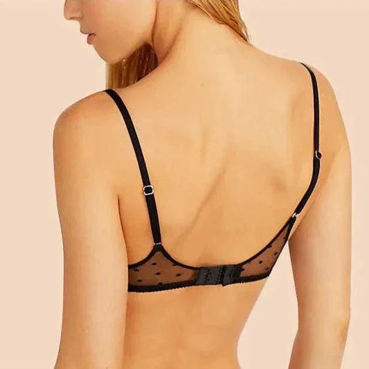 Biustonosz z wykończeniem w kropki