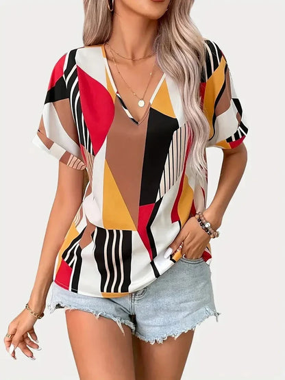 Bluzka damska w geometryczne wzory