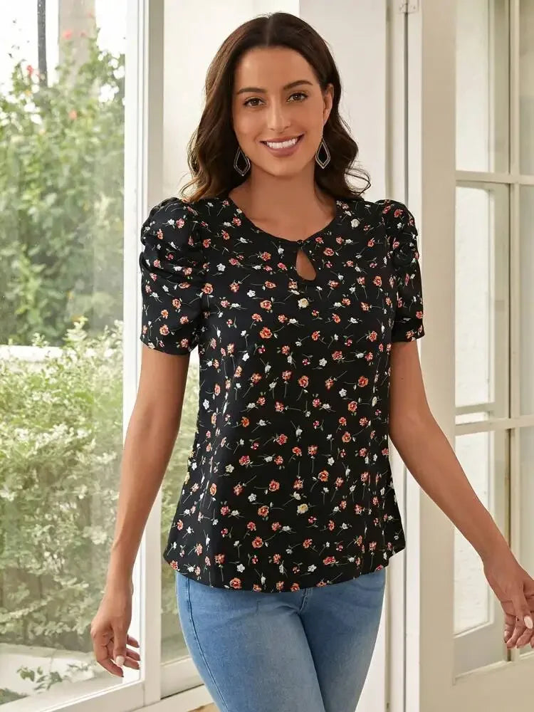 Bluzka damska z bufiastymi rękawkami