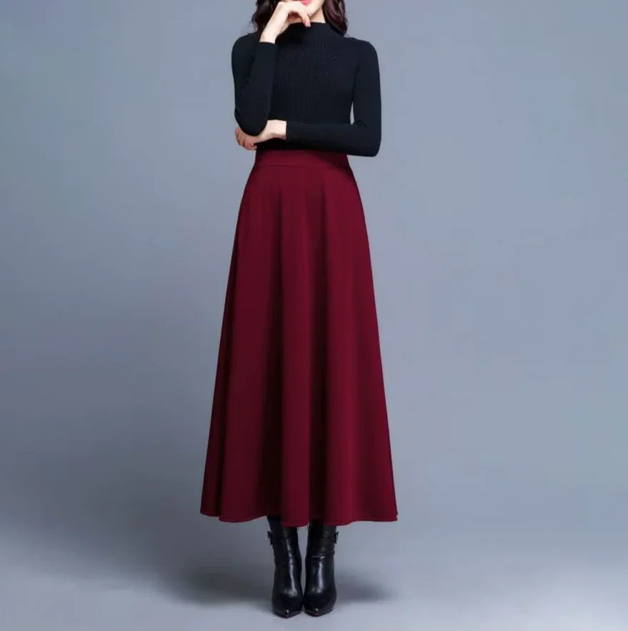 Bordowa spódnica maxi