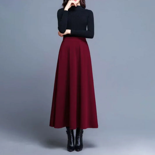 Bordowa spódnica maxi