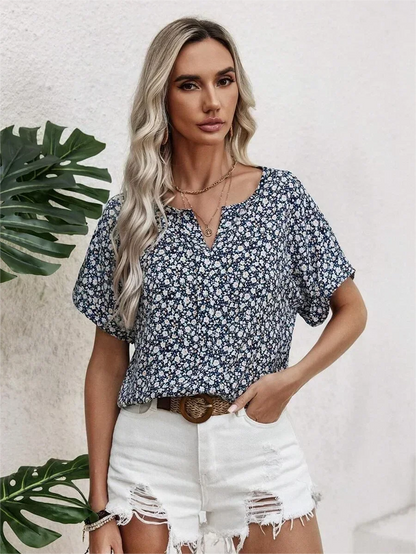 Damska bluzka drobne kwiaty