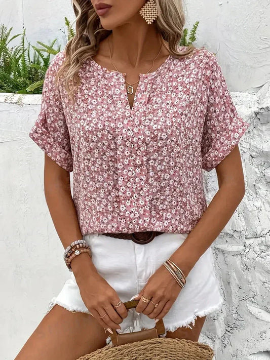 Damska bluzka drobne kwiaty