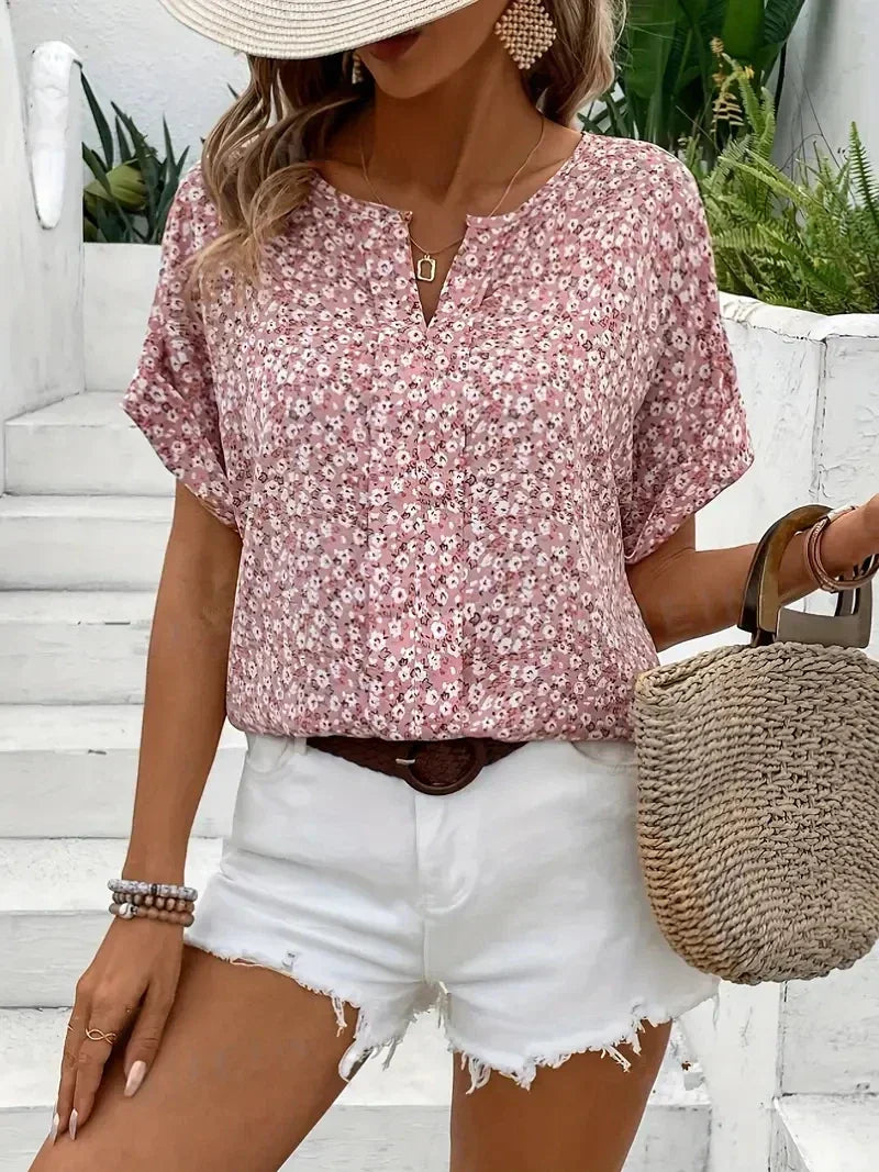 Damska bluzka drobne kwiaty