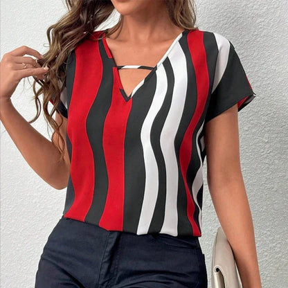 Damska bluzka w trzykolorowe pasy