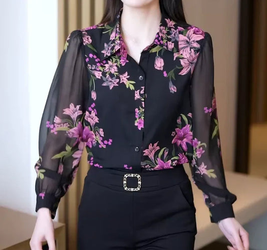 Damska koszula z kwiecistym wzorem