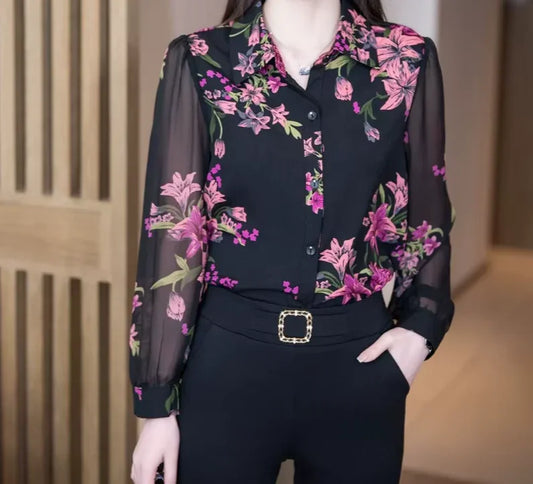 Damska koszula z kwiecistym wzorem