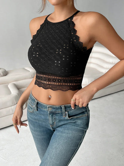 Damski koronkowy top na ramiączkach