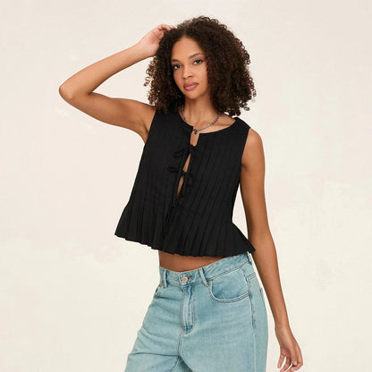 Damski top bez rękawów z kokardami