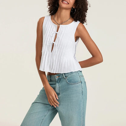 Damski top bez rękawów z kokardami