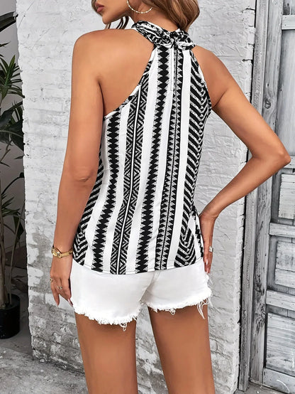 Damski top krzyżowany na szyi