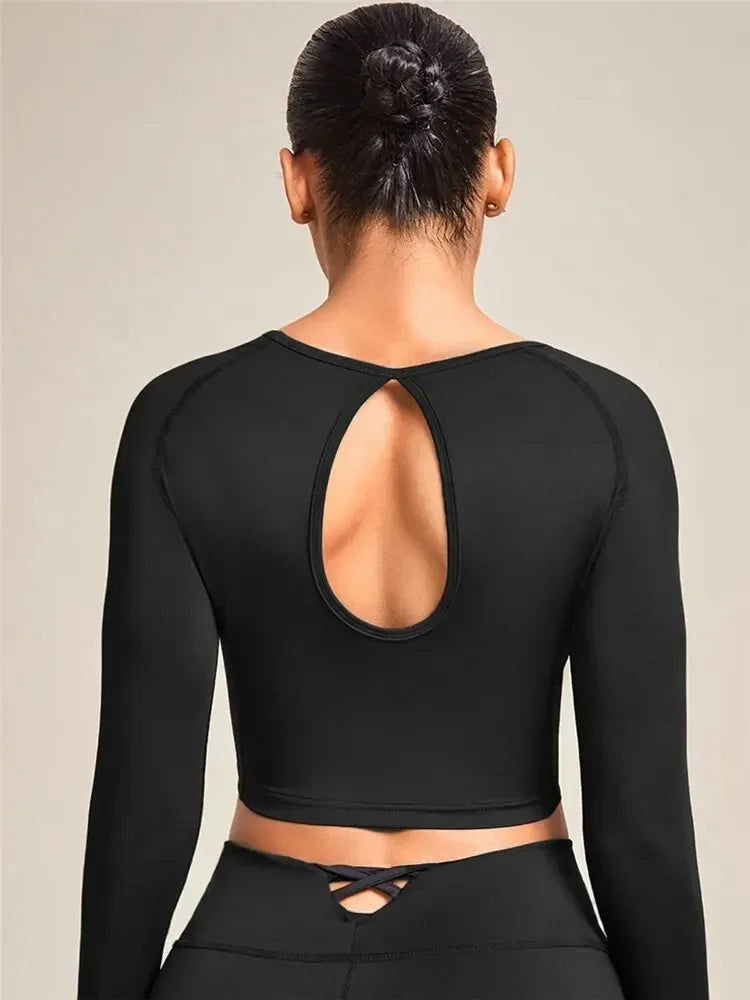 Damski top sportowy z długim rękawem